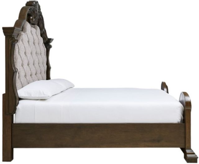 Signature Design by Ashley® Maylee Dark Brown Upholstered Queen Panel Bed-2