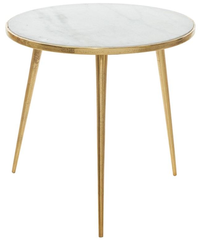 Deco Marche White Accent Table with Gold Base-1