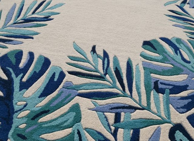 KAS Rugs Cove Blue/Ivory Tropics 5'x8' Area Rug-4