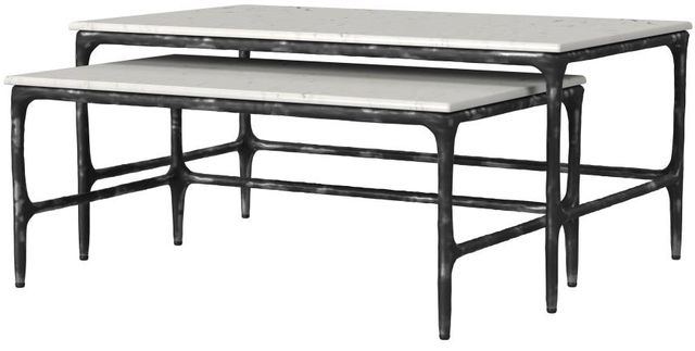 Coaster® Ebby 2-Piece White Nesting Coffee Table with Black Base Set-2
