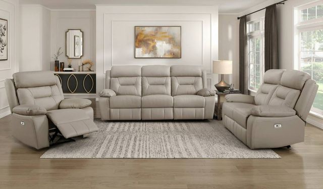 Homelegance® Laconia Latte Double Power Reclining Sofa-1