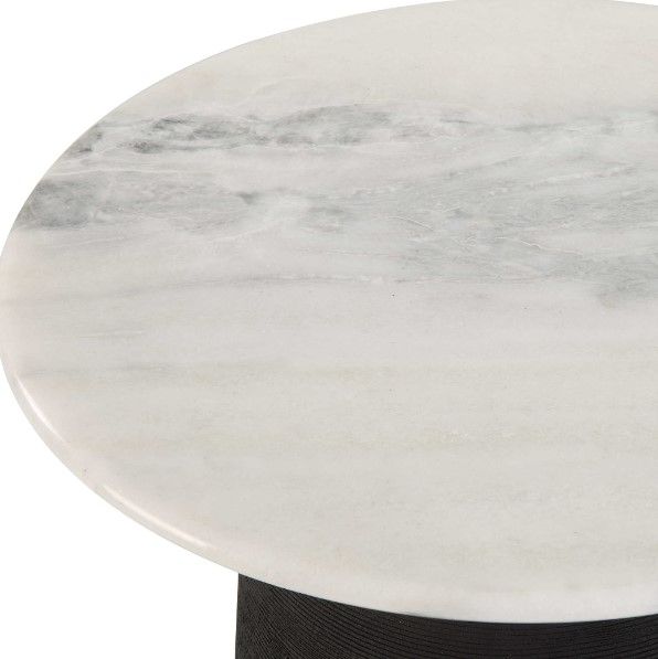 Uttermost® Total Eclipse White Accent Table with Matte Black Base-3