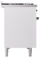 Ilve® Nostalgie II Noblesse 48'' White Pro Style Dual Fuel Range with Burnished Trim-2
