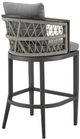 Armen Living Zella Gray/Light Gray Rope/Metal Outdoor Bar Stool with Cushions-2