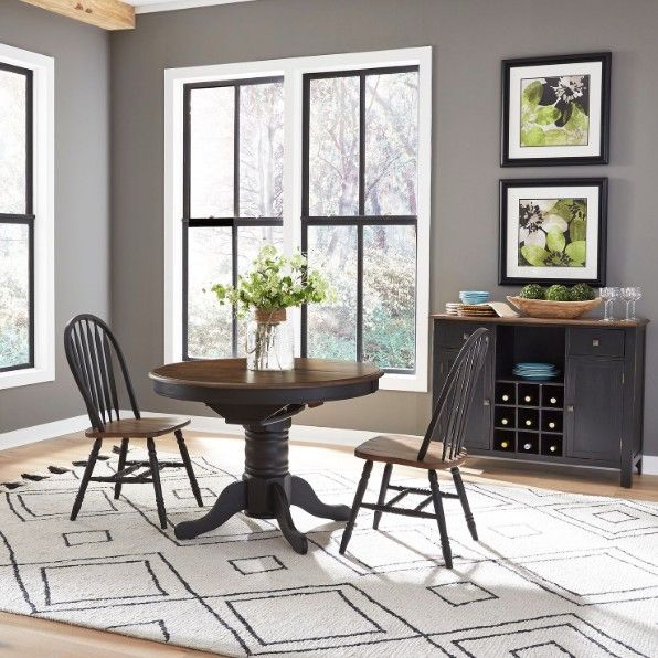 Liberty Furniture Carolina Crossing 3-Piece Antique Honey/Black Pedestal Dining Set-1