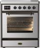 Ilve® Majestic III 30" Stainless Steel Pro Style Induction Range with Triple Glass Door and Burnished Trim-0