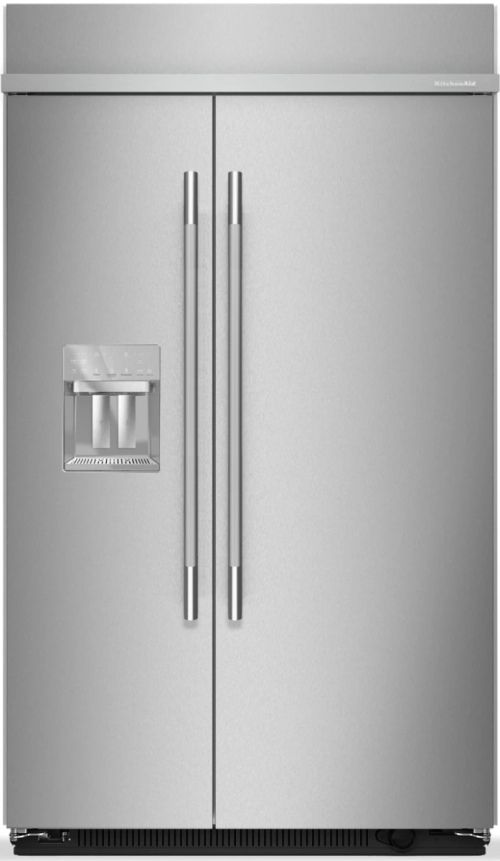 KitchenAid® 48" 29.4 Cu. Ft. PrintShield™ Stainless Steel Built In Side-by-Side Refrigerator with Exterior Water and Ice Dispenser-0
