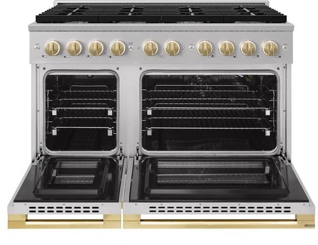 ZLINE Marino 48" Stainless Steel Pro Style Gas Range with Polished Gold Accents-1