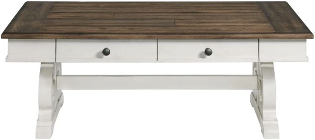 Intercon Drake French Oak Coffee Table with Rustic Gray Base-1