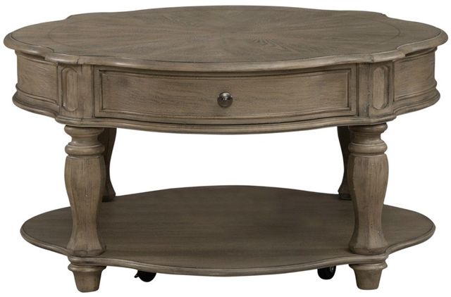 Liberty Furniture Magnolia Manor Weathered Bisque Round Cocktail Table-2