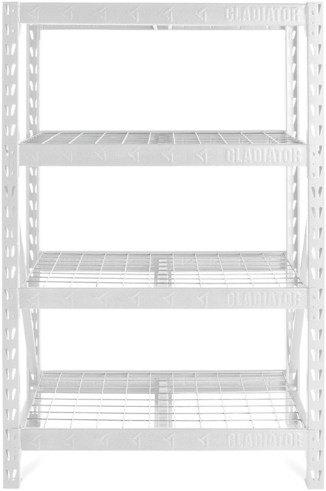 Gladiator® 48" White Wide Heavy Duty Rack with Four 18" Deep Shelves-0
