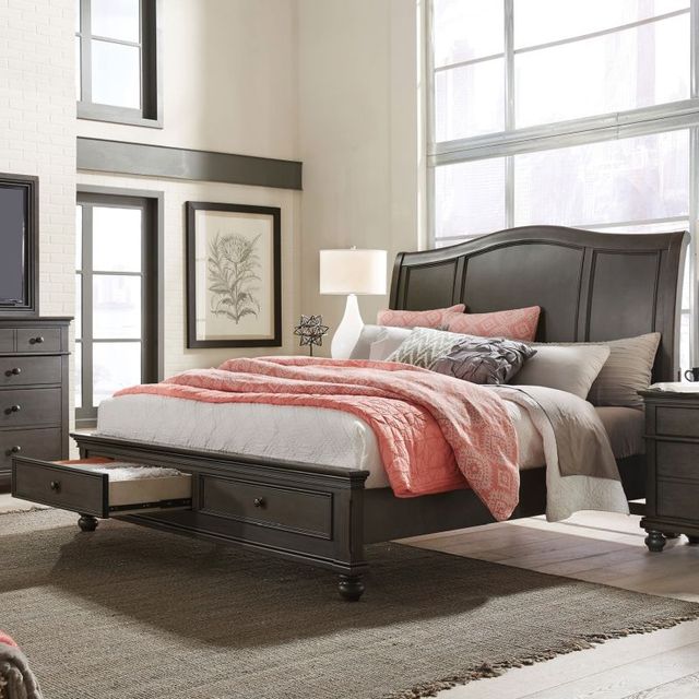 aspenhome® Oxford Peppercorn Queen Sleigh Storage Bed-2