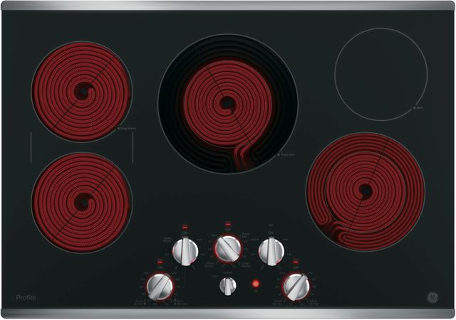 GE Profile™ Series 30" Black with Stainless Steel Electric Cooktop-1