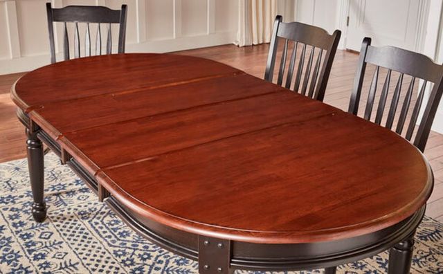 A-America® British Isles Antique Oak Extendable Leg Dining Table with Black Base-2