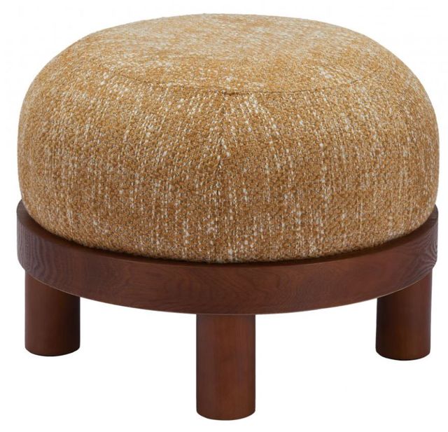 Zuo® Modern Gome Oat Yellow/Walnut Ottoman-2