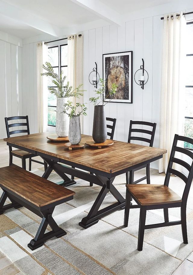 Signature Design by Ashley® Wildenauer Black/Brown Large Counter Dining Bench-1