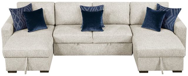 Homelegance® Isla 3-Piece Beige U-Shape Sectional with Pull-Out Bed and Reversible Chaises-2
