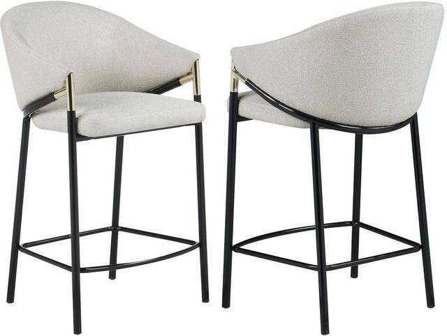 Coaster® Chadwick 2-Piece Beige/Glossy Black Sloped Arm Counter Stools