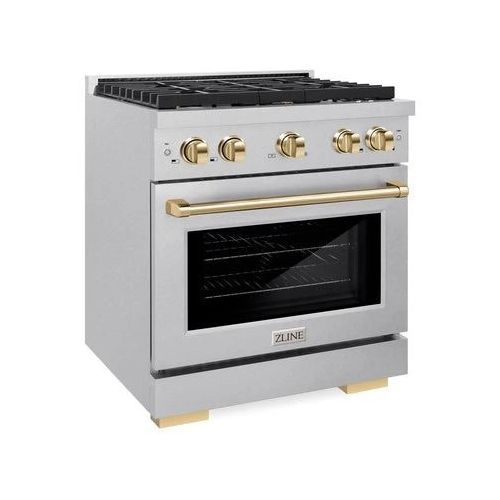 ZLINE Autograph Edition 30" Satin Stainless Steel Pro Style Gas Range with 4 Burner Cooktop-2