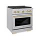 ZLINE Autograph Edition 30" Satin Stainless Steel Pro Style Gas Range with 4 Burner Cooktop-2