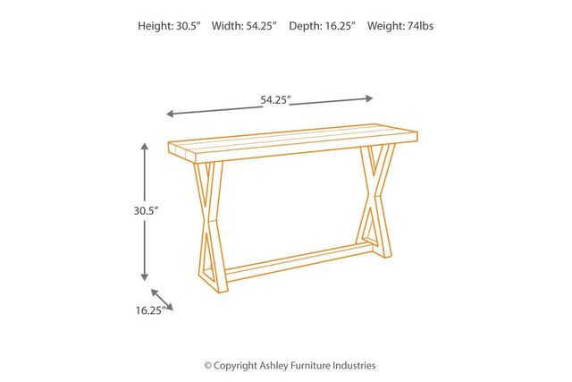 Signature Design by Ashley® Wesling Light Brown Sofa Table with Black Trestle Legs-3