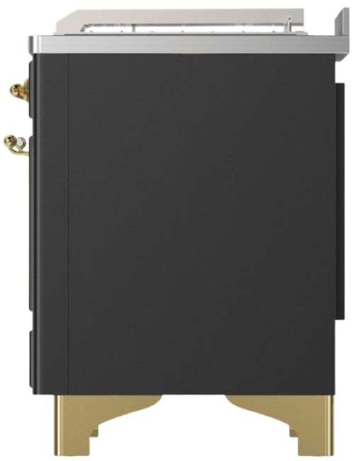 Ilve® Majestic III 48" Graphite Matte Pro Style Dual Fuel Liquid Propane Range with French Top and Brass Trim-3