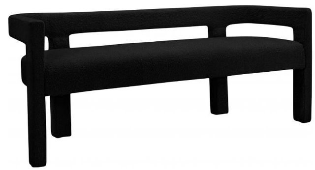 Meridian Furniture Athena Black Boucle Fabric Upholstered Bench-0