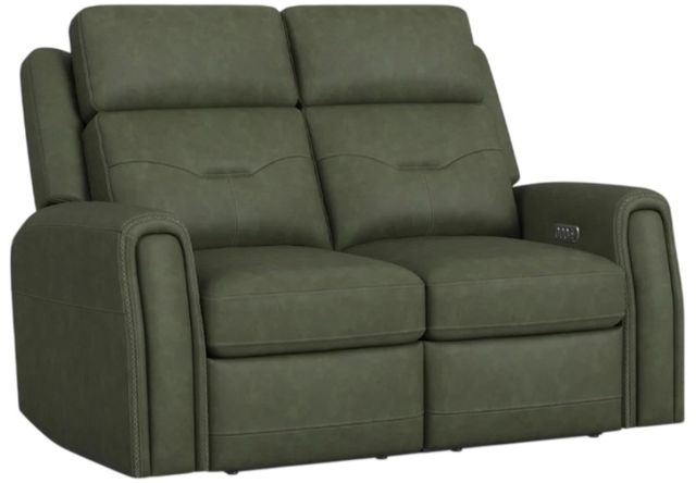 Flexsteel® Felix Forest Green Leather Power Reclining Loveseat with Power Headrest and Lumbar-0