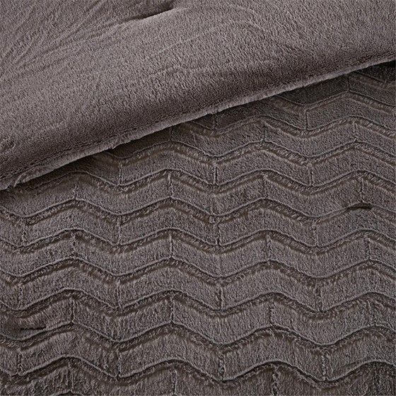 Olliix by Madison Park Sloan Grey Twin Plush Down Alternative Comforter Mini Set-1
