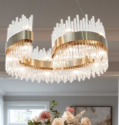 YHD Crystaline Gold 18-Light Chandelier-1