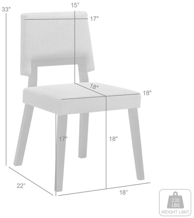 Armen Living Channell 4-Piece Charcoal/Walnut Upholstered Wood Dining Chair Set-2