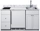 Summit® TurnKey Caldera Kitchen 63" White Kitchenette with 5 Cu. Ft. Under the Counter Refrigerator, Induction Cooktop, and Stainless Steel Sink with Faucet-1