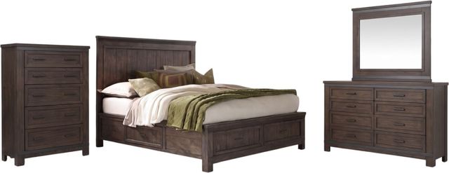 Liberty Furniture Thornwood Hills 4-Piece Rock Beaten Brown King 2-Sided Storage Bedroom Set with Chest-0