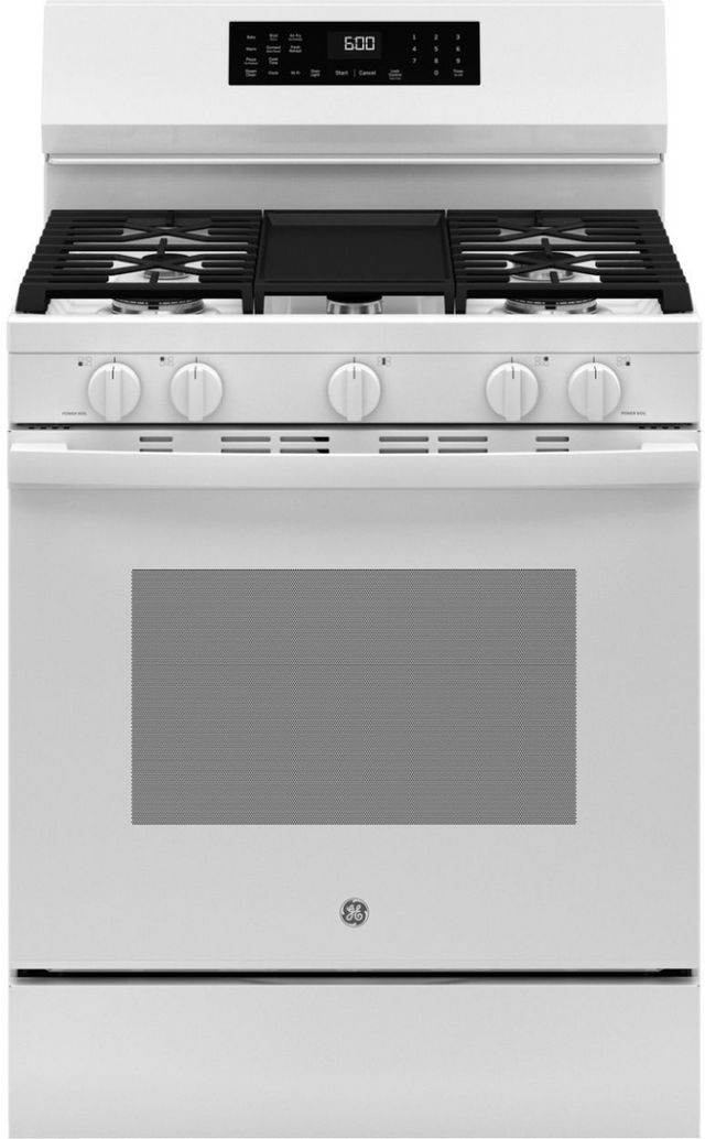 GE® 30'' White Freestanding Gas Range-0