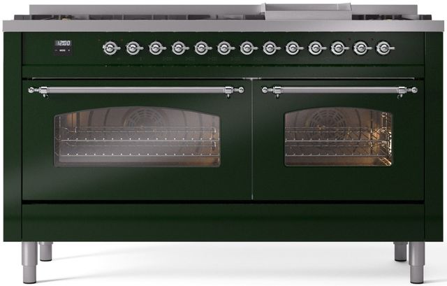 Ilve® Nostalgie II Series 60" Emerald Green Pro Style Dual Fuel Range-0