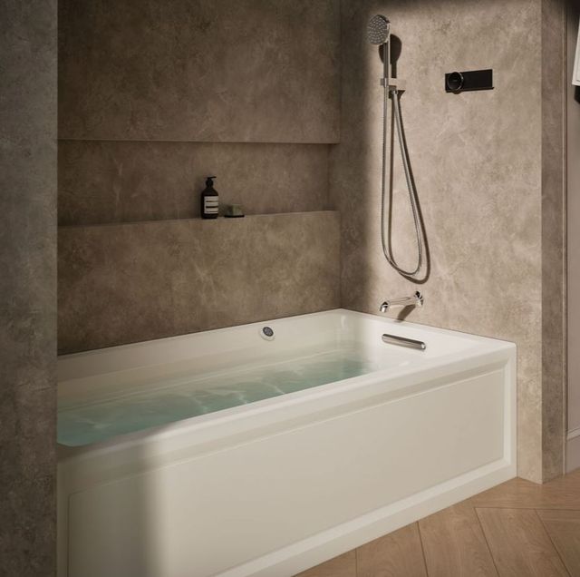 KOHLER® Archer® Biscuit 72" x 36" Alcove Heated BubbleMassage™ Air Bath with Bask® Heated Surface - Right Drain-1