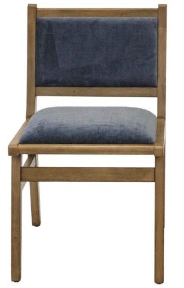 Martin Furniture Shelby Caramel/Dusty Blue Upholstered Dining Side Chair-1