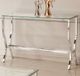 Coaster® Saide Glass Top Chrome Rectangular Sofa Table with Mirrored Shelf-1