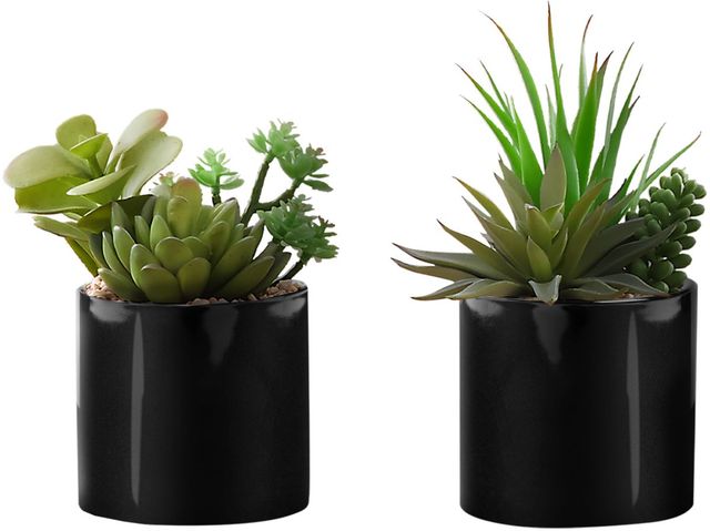 Monarch Specialties Inc. 2-piece 7" Artificial Succulent with Black Pot-0