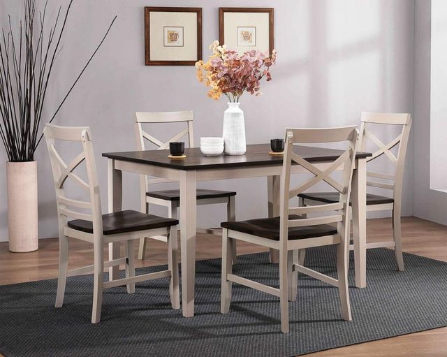 Urban Styles Furniture Reno 5-Piece Dark Walnut/Ivory Table and Dining Chair Set-1