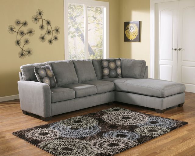 Signature Design by Ashley® Zella 2-Piece Charcoal Right-Arm Facing Sofa Sectional and Chaise-1