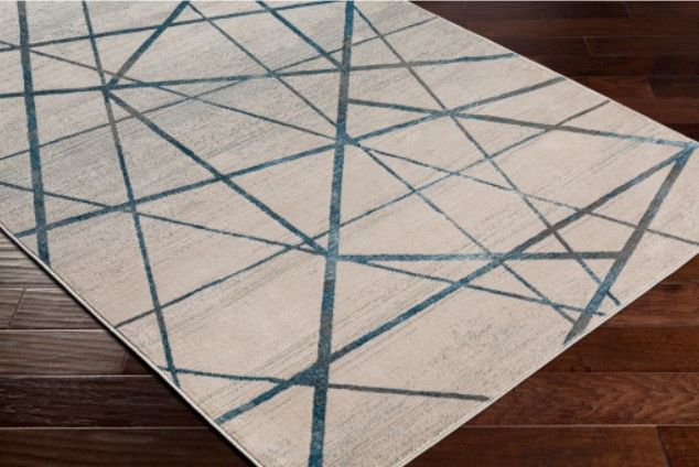 Surya Impulse Cream/Deep Teal 4'x6' Area Rug-4