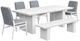 Intercon Nash 6-Piece Buff Aluminum/Fabric Outdoor Dining Table Set with Bench and Upholstered Chairs-0
