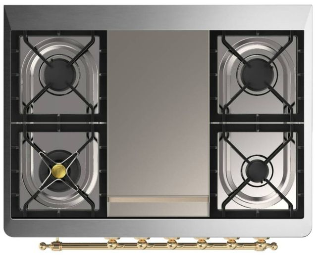 Ilve® Majestic III 36" Stainless Steel Pro Style Dual Fuel Liquid Propane Range with Solid Door and Brass Trim-2