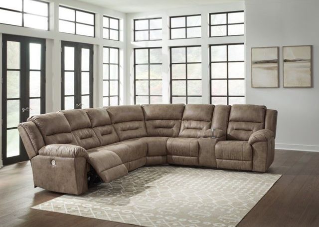 Signature Design by Ashley® Ravenel 4-Piece Fossil Power Reclining Curved Sectional-1