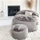 CordaRoy's® Nest Charcoal Bunny Fur Pouf Footstool-2