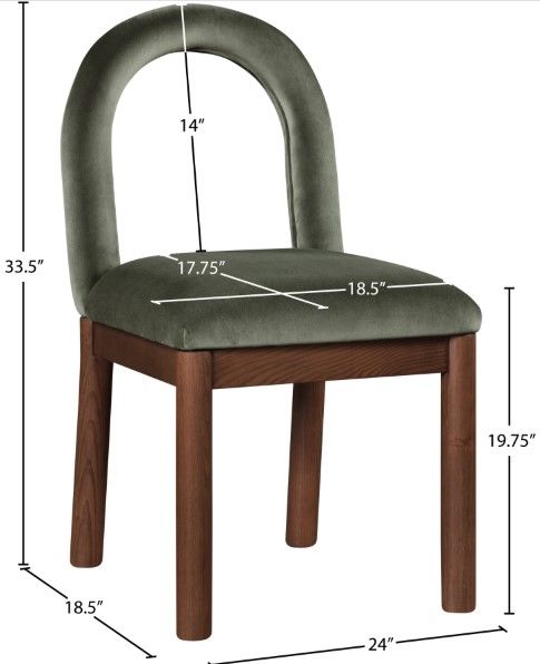Meridian Furniture Conrad Green/Walnut Upholstered Dining Chair-2