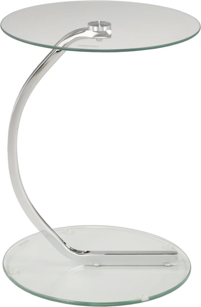 Brassex Inc. Glass Top Accent Table with Silver Base-0