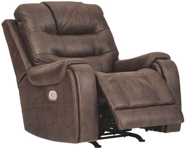 Signature Design by Ashley® Yacolt Walnut Power Recliner with Adjustable Headrest-1