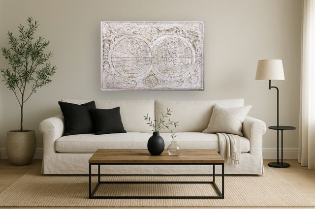 Classy Living Gilded Vintage World Map Embellished Wall Art-1
